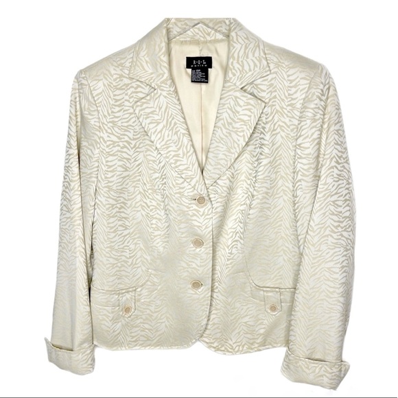 RQT Blazer Cream Tan Tiger Stripe Sz 10 Petite - Picture 2 of 12